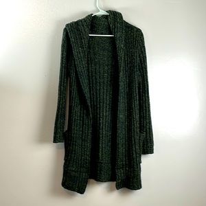 Long Sleeve Sweater with Pockets and Hood Green and Blue